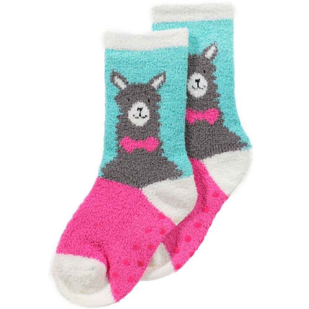 KIDS Fuzzy Llama Slipper Socks